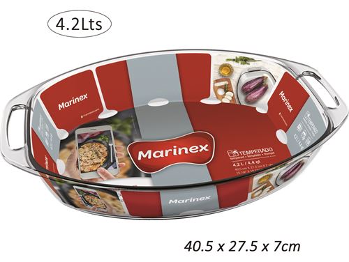 6665.020 ASSADEIRA OVAL VIDRO 40,5X27,5X7CM  4,2L