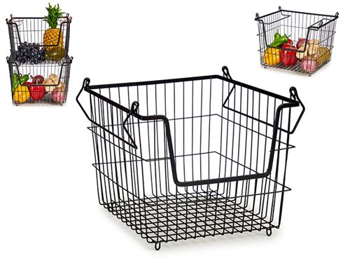 92309 CESTO EMPILHAVEL AÇO PRETO MATE