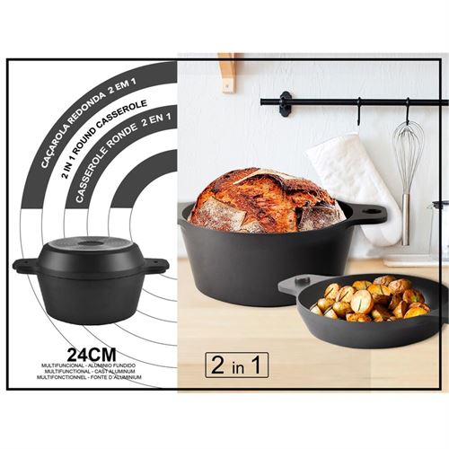 207BM-0124D CAÇAROLA ALUMINIO FUNDIDO 2EM1