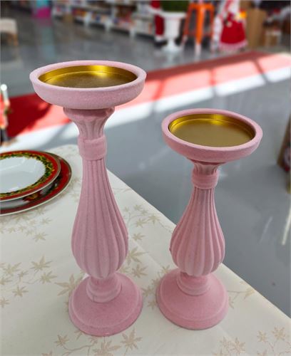 91525 CASTIÇAL VELUDO ROSA