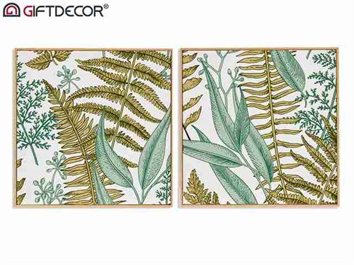 93166 QUADRO FOLHAS TROPICAIS 40X40 SORT2