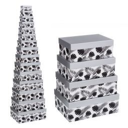 800172 SET 15 CXS BLACK LEAF 55X43X20CM