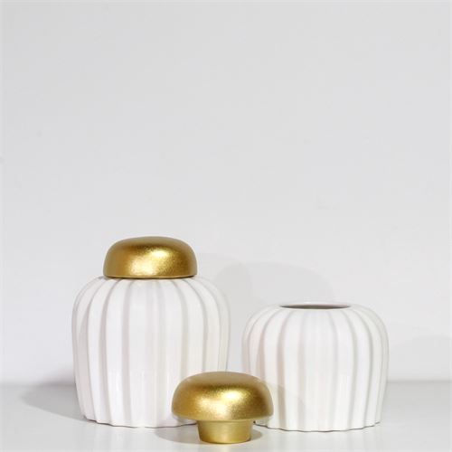 POTE DAZIO BRANCO C/TAMPA DOURADA 14X18CM