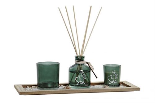 DIFUSOR DE AROMA SET 4 VIDRO MDF 36X14X1,5 AZUL