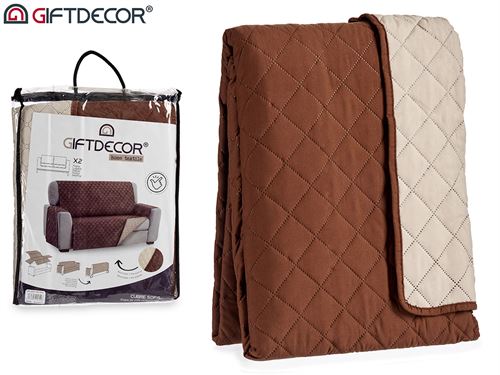 05742 CAPA DE SOFA ACOLCHOADA 2LUGARES CASTANHO