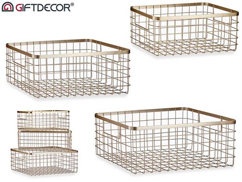 06125 CONJUNTO 3 CESTOS METALICOS RECT. 42X28X17CM