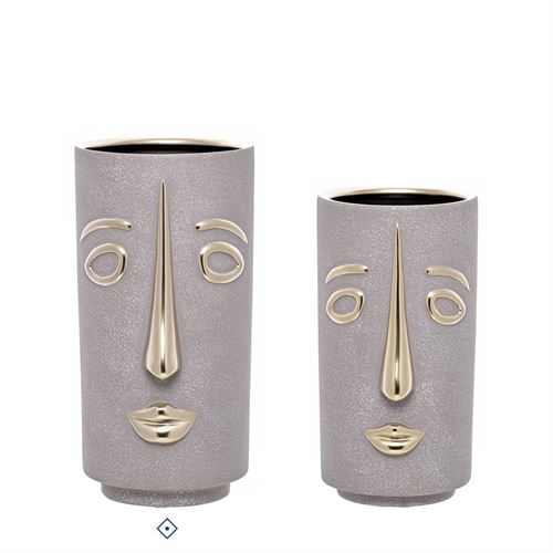 28430 JARRA CERÂMICA FACE GOLDEN NATURE 15X15X30CM