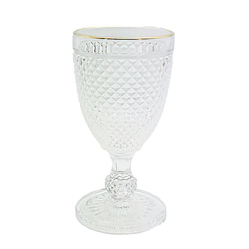 23078 COPO VIDRO C/PE PK-6 15,2X7,8CM GOLD RIM 