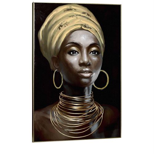 97097 TELA PINTADA MULHER AFRICADA 80X120CM