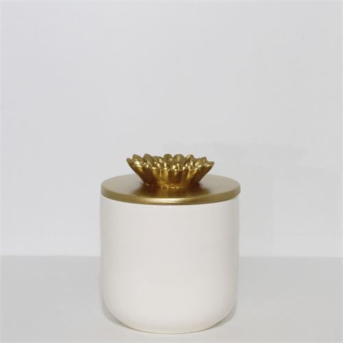 Z61B CAIXA CERAMICA CREME TAMPA FLOR 18CM