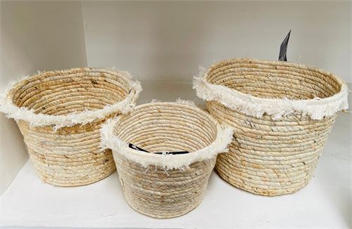 CESTOS VERGA REDONDOS C/PELO 19,5X24CM SET 3