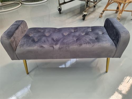 MB-180224 BANQUETA POLI MDF 100X37X52CM CINZA VELUDO