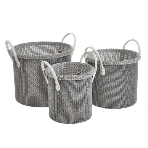 801359 CESTO POLIESTER SET3 CINZA 33X30X28CM