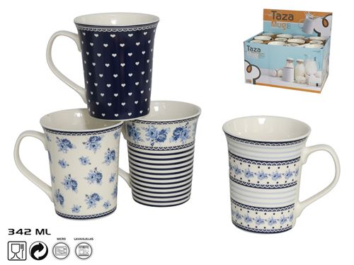02546 CHAVENA MUG CERAMICA 342ML BOSTON 4SORTIDOS