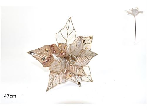 23923 STELO CON FIORE CON GLITTER PAILLETTE DIAMANTI BEIGE  MQG167364-1 BEIGE