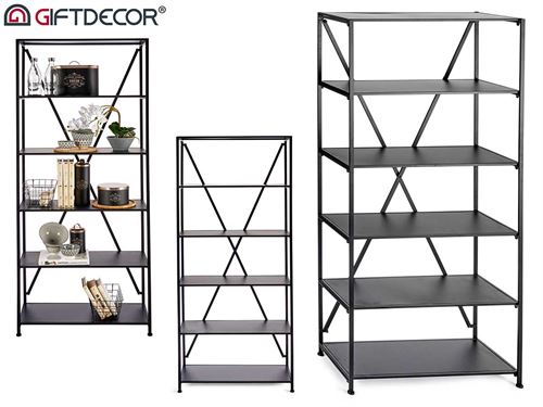 93247 ESTANTE METAL 6 PRATELEIRAS PRETO 86 x 36 x 192 cm.