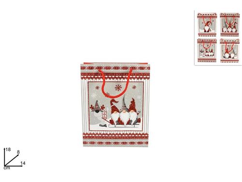 74638 BUSTA REGALO GNOMO DI NATALE 4ASS 18X14X8CM ART. YS20-006