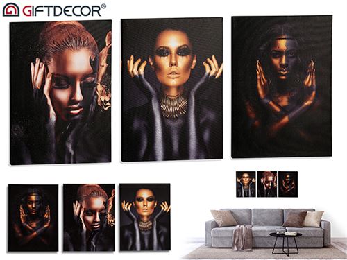 TELA 3 PEÇAS MULHERES DOURADAS 40X30X5CM