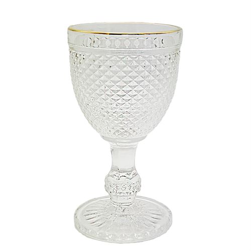 23077 COPO VIDRO PK-6 16,4X8,8CM GOLD RIM 