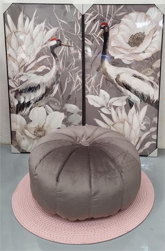 91689 PUFF ARABE VILLAR CINZA ESCURO 70X35CM