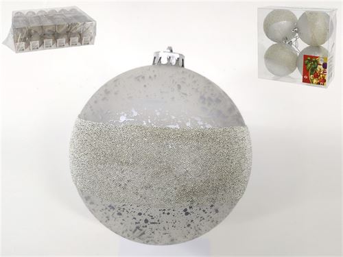 BOLA NATAL X4 SATURN PRATA 8CM