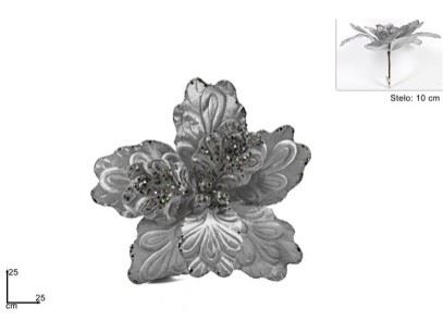 77251 FLOR C/PINCA PRATA 28CM