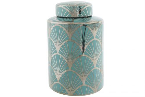 LD-182501 POTE PORCELANA 13,5X13,5X21 CROMADO TURQUESA