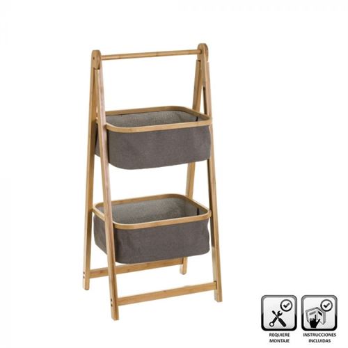 125799 MÓVEL 2CESTAS BAMBU 45X35X98CM