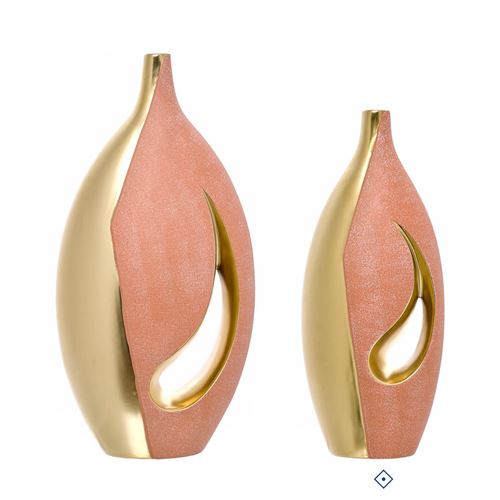 28374 JARRA CERÂMICA GOLDEN BRICK 14X9X35CM