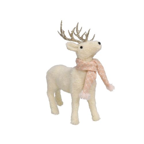 VEADO BEGE C/CACHECOL ROSA 25X11X31CM