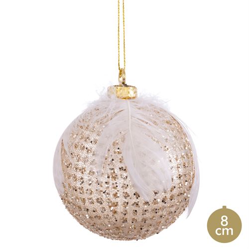119173 BOLA DECORADA PLUMAS 8CM
