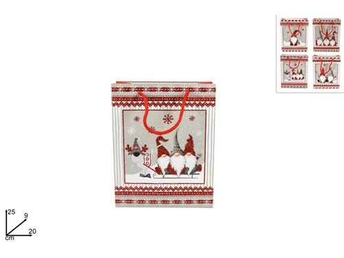 74645 BUSTA REGALO GNOMO DI NATALE 4ASS 25X20X9CM ART. YS20-006
