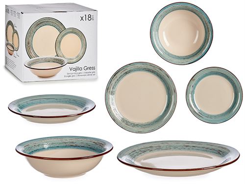 90365 SERVIÇO LOIÇA GRES 18PÇS AZUL