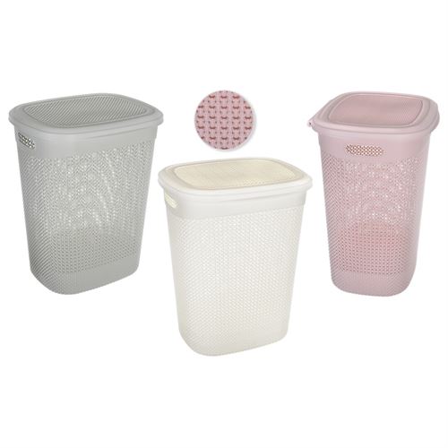 64606 CESTO DE ROUPA PL TRANCADO C/TAMPA 50L