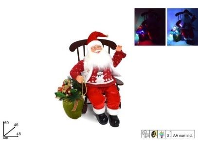 2375 PAI NATAL NA CADEIRA C/MOVIM. LUZ E MUSICA 55CM