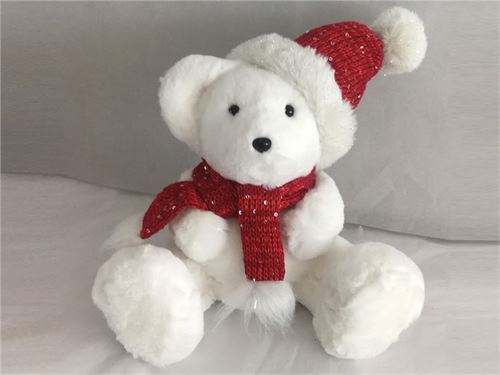 18176 URSO SENTADO CACHECOL VERM 25CM
