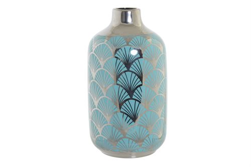 LD-182507 JARRA PORCELANA 13X13X26 CROMADO TURQUESA