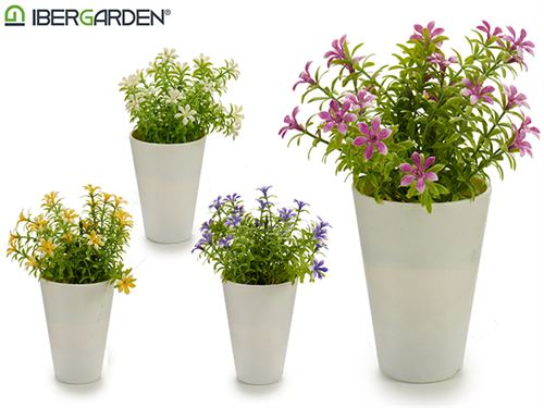 55300 VASO BR FLOR 6 PÉTALAS SORT4CORES 12X20CM ARTIFICIAL