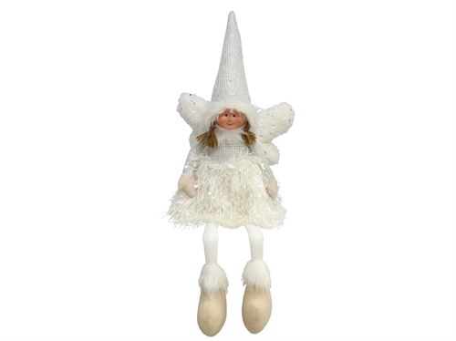 5065 ANJO SENTADO BRANCO/PRATA 15X10X54CM