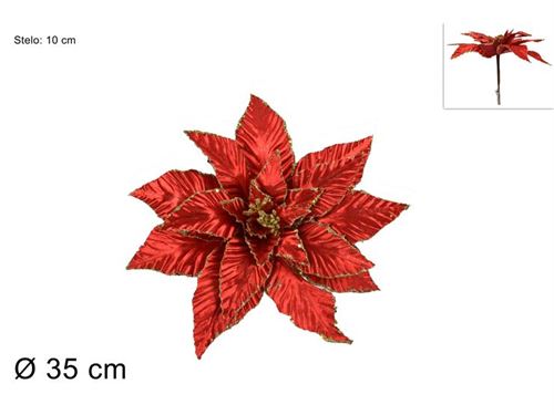 78029 PINZONE POINSETTIA VELLUTO 35CM ROSSO B80M026-1/RED (BMA-55A/RED)