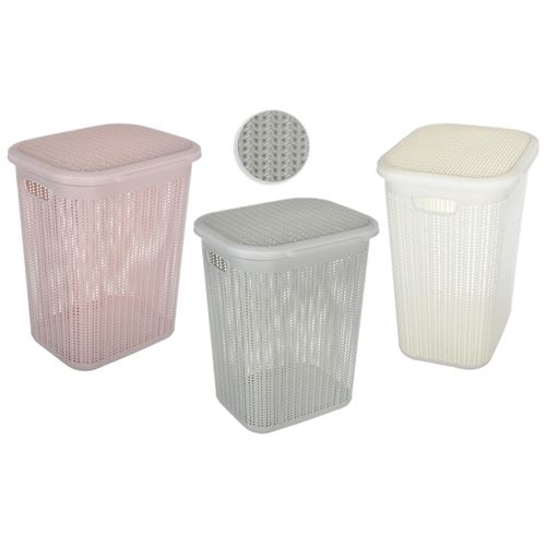 64596 CESTO DE ROUPA PLASTICO C/TAMPA 52L