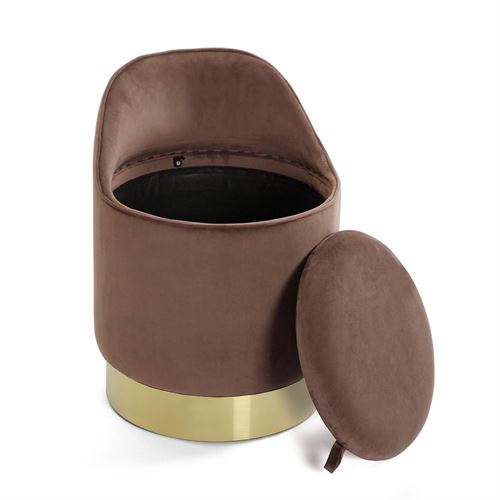 22050021 PUFF CASTANHO/DOURADO ALMACENAJE