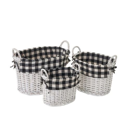 800821 CESTAS NATURLIFE BRANCO SET3 45X32X30CM