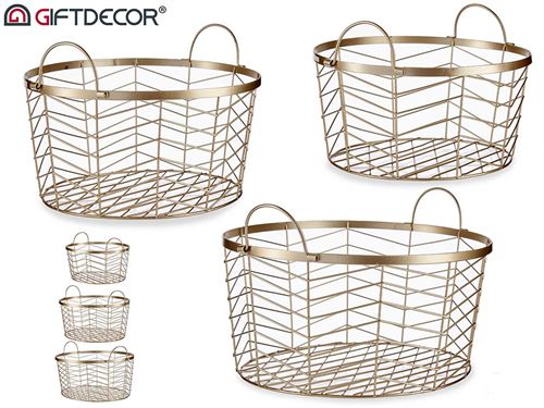 06122 CONJUNTO 3 CESTOS METALICOS RD 40X40X18CM