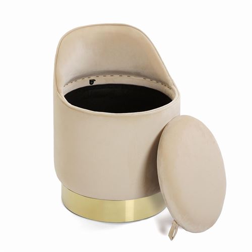 22050019 PUFF BEGE/DOURADO ALMACENAJE
