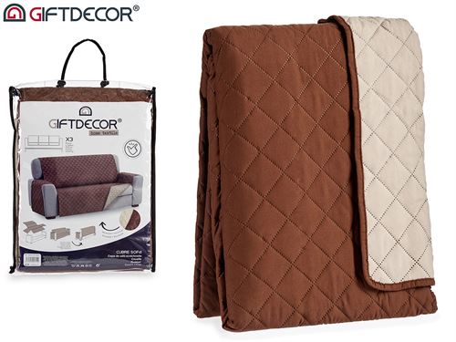 05744 CAPA SOFA ACOLCHOADA 3LUGARES CASTANHA