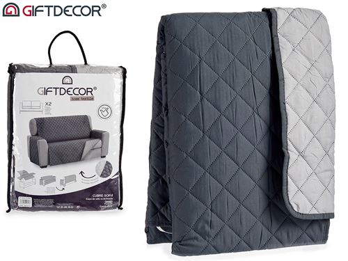 05743 CAPA SOFA ACOLCHOADA 2LUGARES CINZA 100%POLIESTER