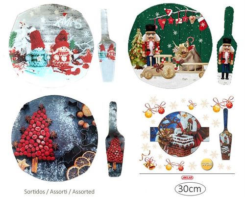 S8A PRATO NATAL COM ESPATULA VIDRO 30CM