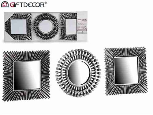 ESPELHOS SORTIDOS PRETO/PRATA SET3