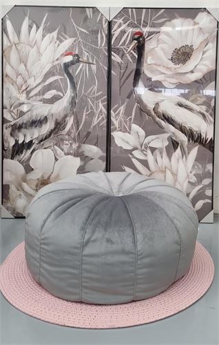 91665 PUFF ARABE VILLAR CINZA CLARO 70X35CM